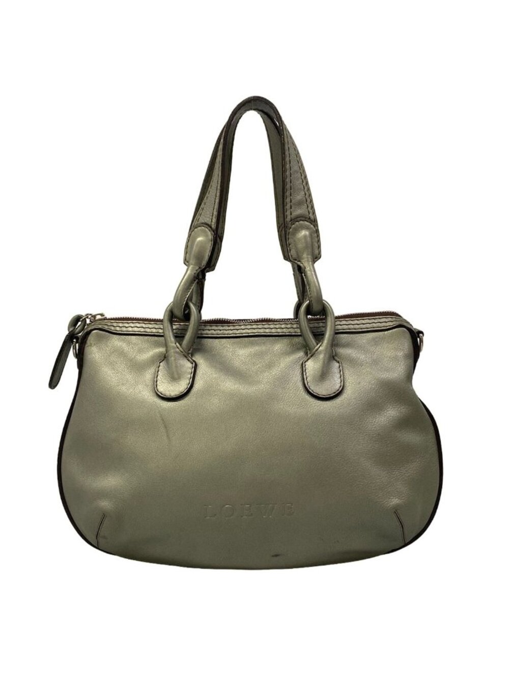 Loewe Handbag Metallic Gray Leather
